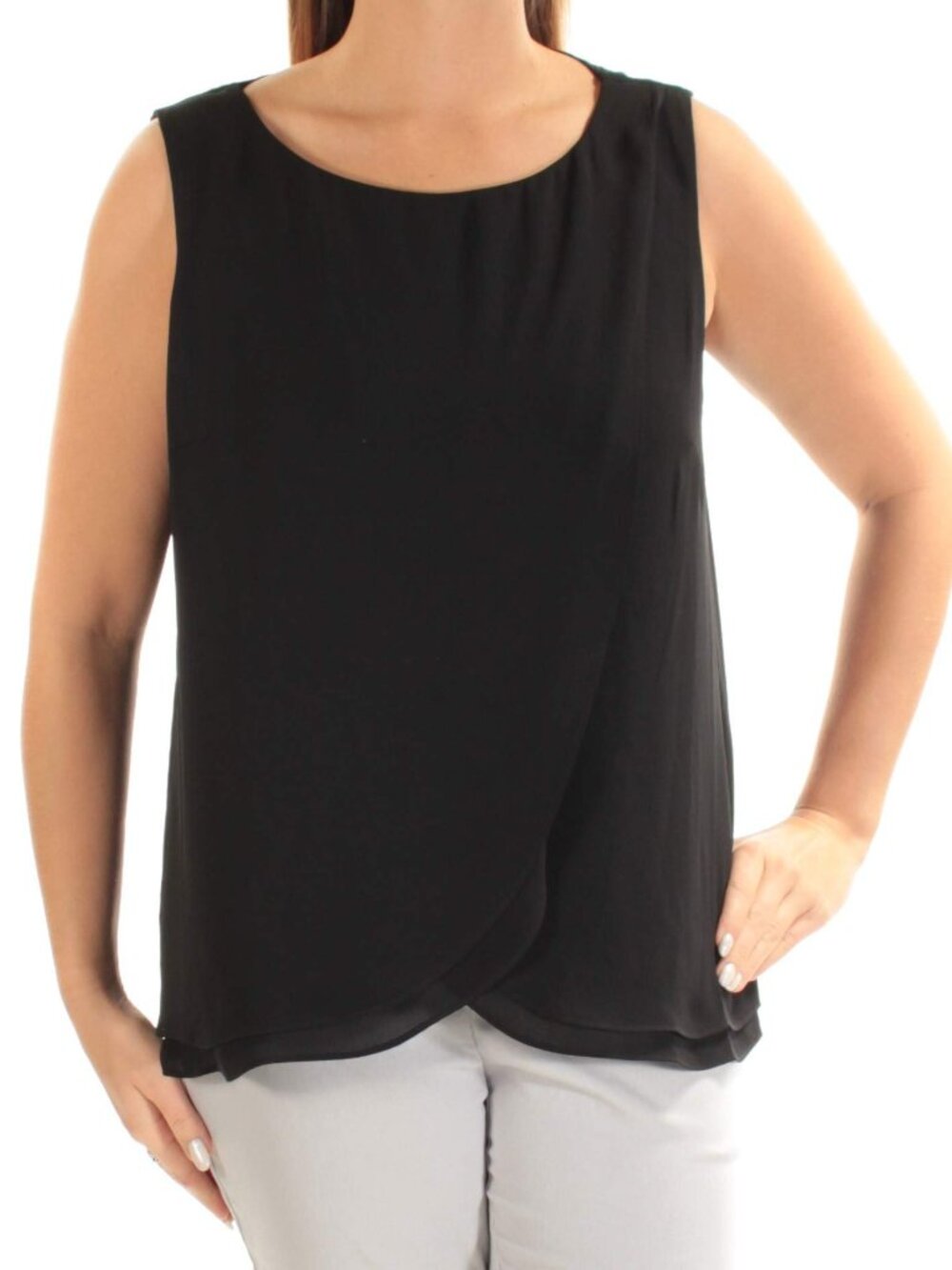 RALPH LAUREN Black Sleeveless Georgette Tank Top - 2X - NEW NWT